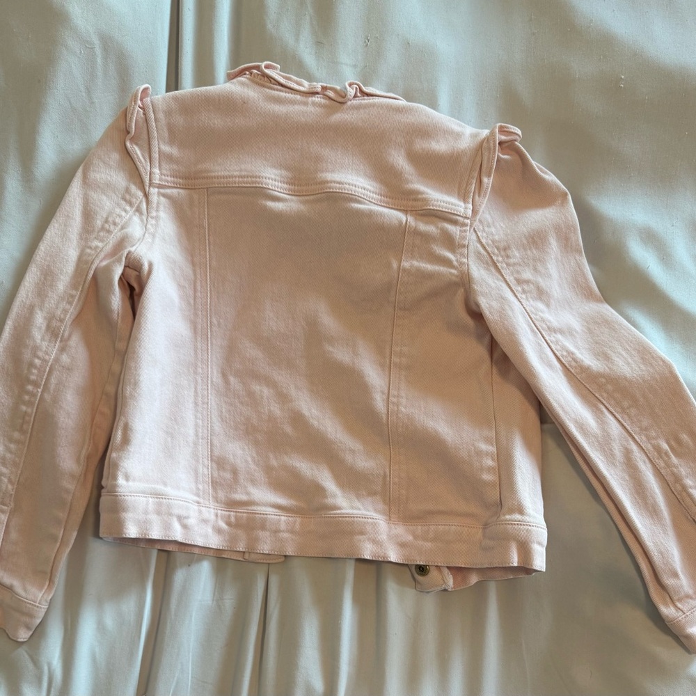 Janie and Jack Light Pink Jean Jacket with Gold Buttons - Picture 3 of 3